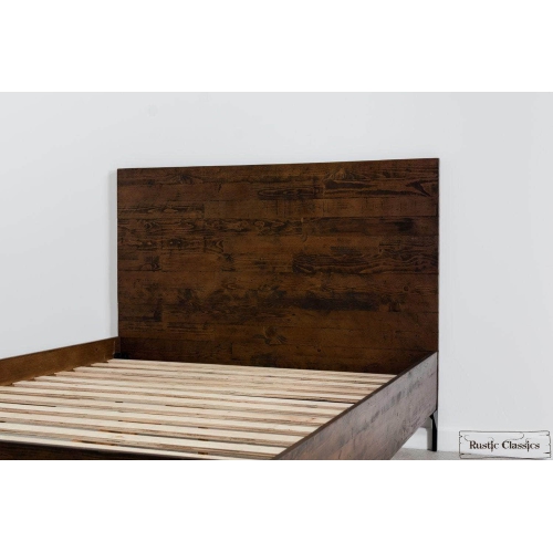 Ens. 4 pièces meubles de chambre à coucher plateforme en bois récupéré et métal Blackcomb de Rustic Classics, grain café