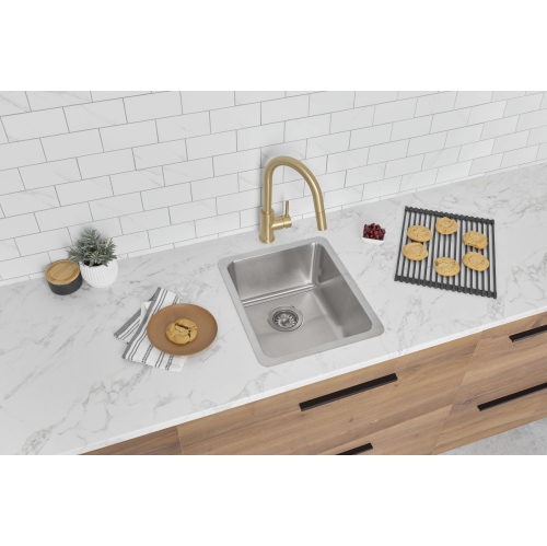 Stylish Dual-Mount 15" Stainless Steel Single Bowl Kitchen Sink S-405T