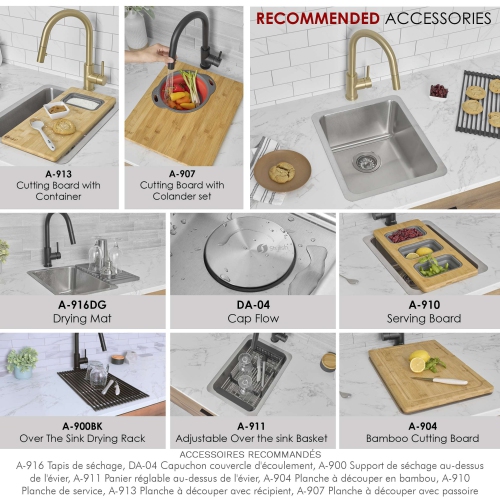 Stylish Dual-Mount 15" Stainless Steel Single Bowl Kitchen Sink S-405T