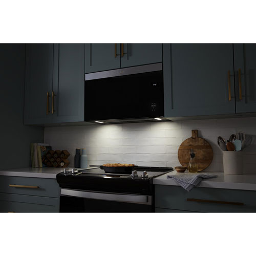 Whirlpool Over-The-Range Turntable-Free Flush-Mount Microwave - 1.1 Cu. Ft. - Stainless Steel