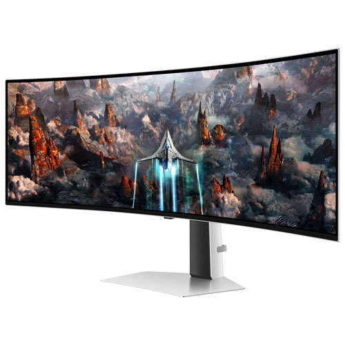 Moniteur de jeu FreeSync G-Sync DELO incurvé QHD 240 Hz 49 po Odyssey OLED G9 de Samsung avec temps de réponse 0,03 ms gris à gris - Argenté