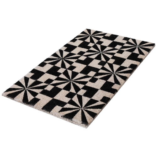 Black and Gray Abstract Rectangular Doormat 18" x 30"