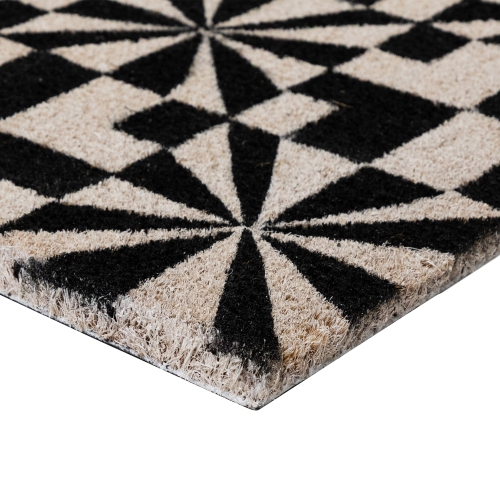 Black and Gray Abstract Rectangular Doormat 18" x 30"