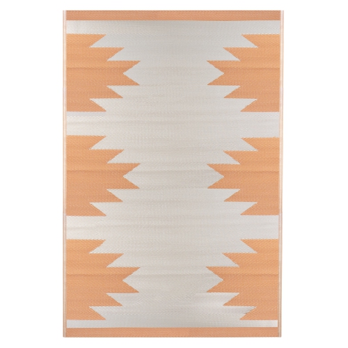 4' x 6' Orange and Beige Southwestern Print Rectangular Outdoor Area Rug