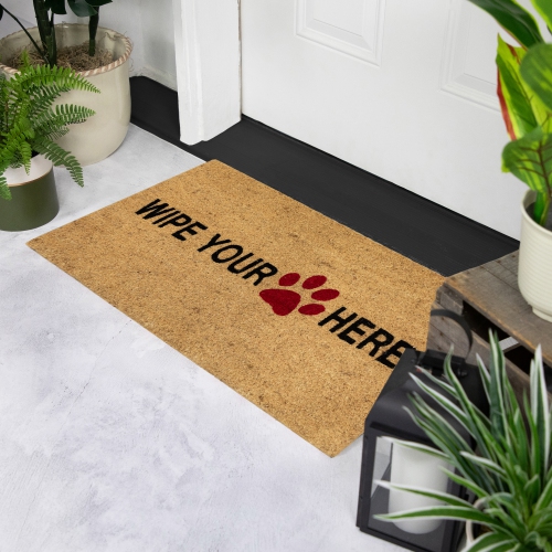 NORTHLIGHT  Animal Print "wipe Your Paw Here" Doormat 30 X 18