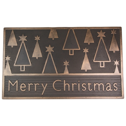 NORTHLIGHT  And Gold Merry Christmas Doormat 18" X 30" In Black