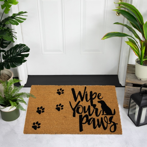 Natural Coir "Wipe Your Paws" Outdoor Doormat 18" x 30"
