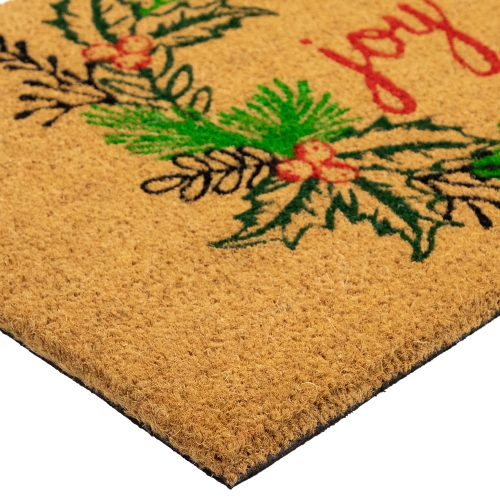 Natural Coir "Joy" Wreath Christmas Doormat 18" x 30"