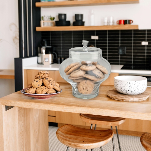 Grand contenant en verre transparent avec couvercle - 14,5&nbsp;po