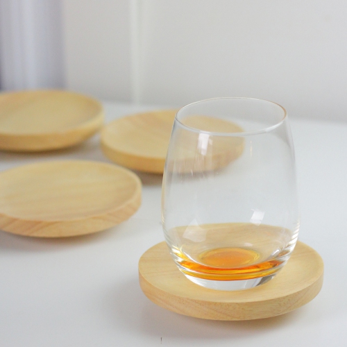 Set of 4 Wood Wine Appetizer Plates 4.5"