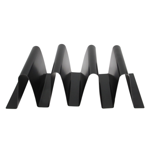 12" Black Four Slot Metal Taco Tray