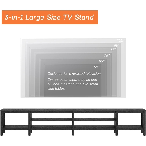 WAMPAT TV Stand for 85 Inch TV, Wood Entertainment Center for 80 85 90 100 inch TV Console Table with 6 Cubby Storage for Living Room Bedroom, Black