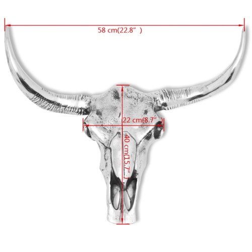 vidaXL Skull Head Decoration Wall-Mounted Aluminium Silver