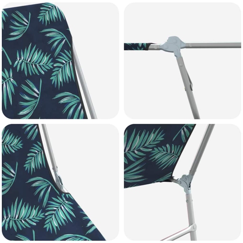 vidaXL Folding Sun Loungers 2 pcs Steel and Fabric Leaf Pattern