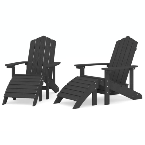 vidaXL Garden Adirondack Chairs 2 pcs with Footstools HDPE Anthracite
