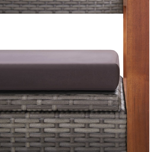 vidaXL Storage Bench 115 cm Poly Rattan and Solid Acacia Wood Grey
