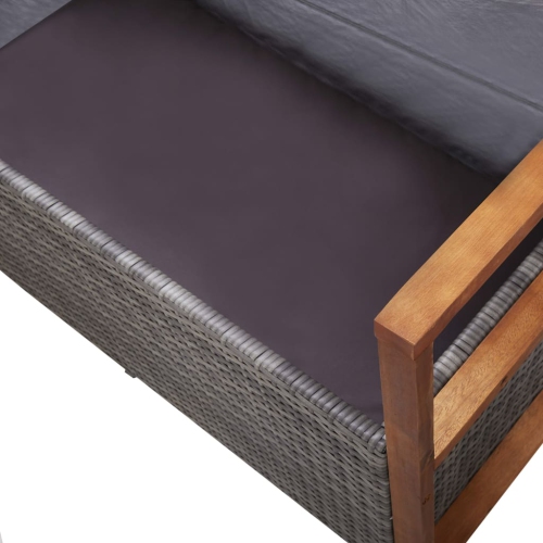 vidaXL Storage Bench 115 cm Poly Rattan and Solid Acacia Wood Grey