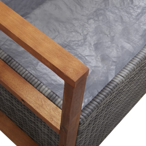 vidaXL Storage Bench 115 cm Poly Rattan and Solid Acacia Wood Grey