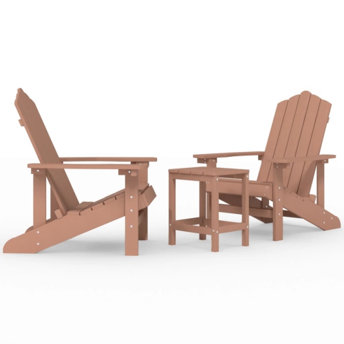 vidaXL Garden Adirondack Chairs with Table HDPE Brown