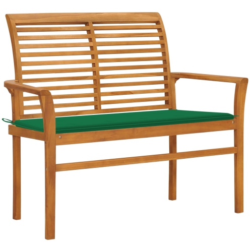 Banc de jardin vidaXL avec coussin vert 112&nbsp;cm en teck massif