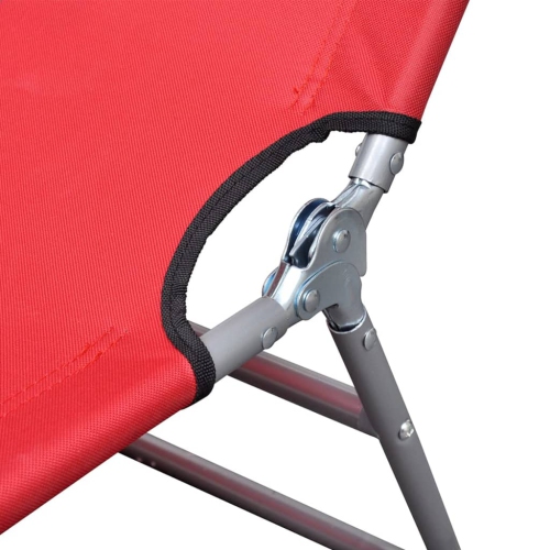 vidaXL Folding Sun Lounger with Head Cushion Powder-coated Steel Red