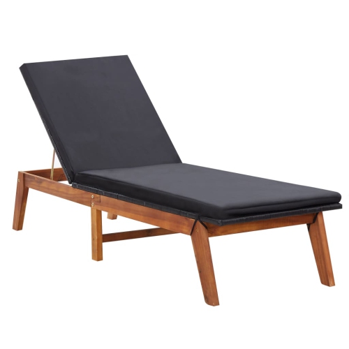 VIDAXL  Sun Lounger With Cushion Poly Rattan And Solid Acacia Wood