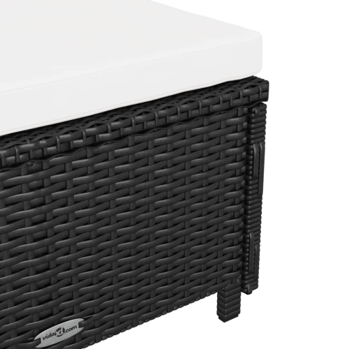 vidaXL Sun Lounger with Cream White Cushion Poly Rattan Black