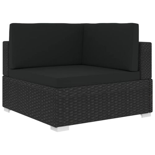 VIDAXL  Sectional Corner Chair With Cushions Poly Rattan Black