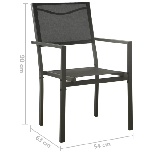 vidaXL Garden Chairs 2 pcs Textilene and Steel Black and Anthracite
