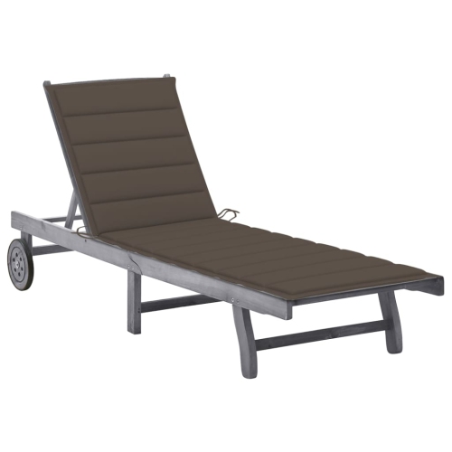 VIDAXL  Garden Sun Lounger With Cushion Solid Acacia Wood In Grey