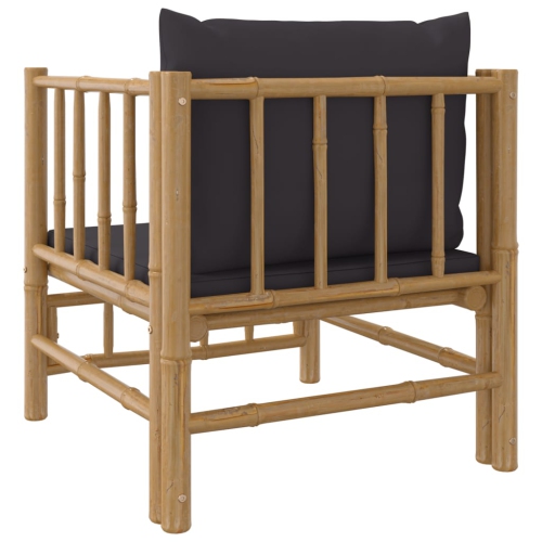 vidaXL Garden Sofa with Dark Grey Cushions Bamboo