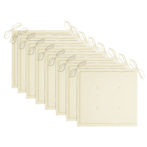 Chaises de jardin empilables vidaXL avec coussins 8 pièces en teck massif