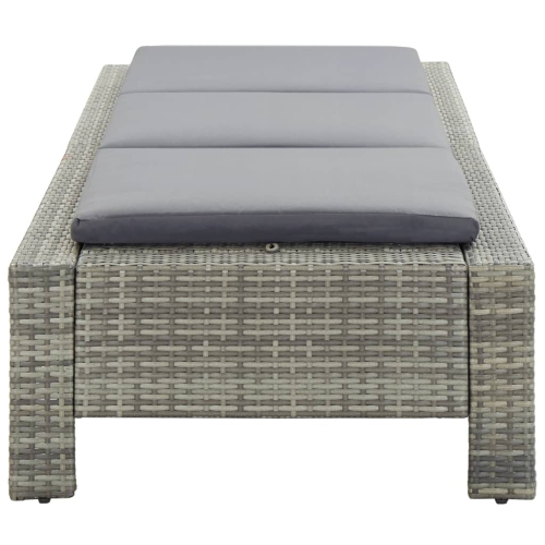 vidaXL Sunbed with Cushion Grey Poly Rattan