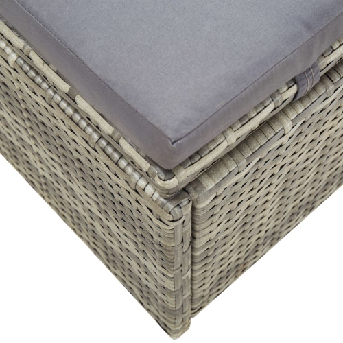vidaXL Sunbed with Cushion Grey Poly Rattan
