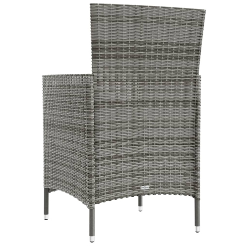 vidaXL Garden Chairs with Cushions 2 pcs Poly Rattan Grey