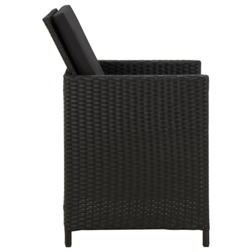vidaXL Garden Chairs with Cushions 4 pcs Poly Rattan Black