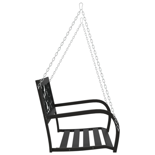 vidaXL Garden Swing Bench 125 cm Steel and Plastic Black