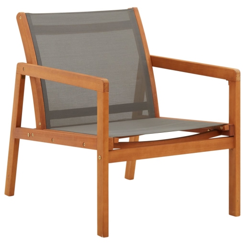 VIDAXL  Garden Lounge Chair Solid Eucalyptus Wood And Textilene In Grey