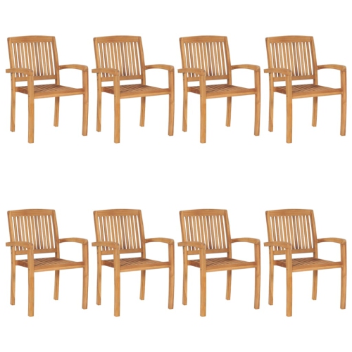 VIDAXL  Stacking Garden Chairs 8 PCs Solid Teak Wood