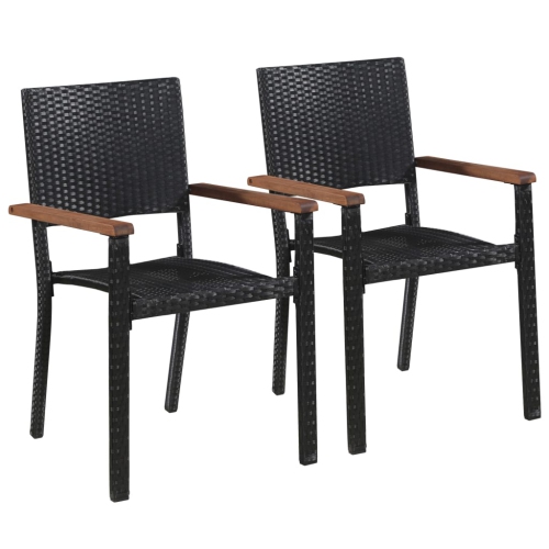VIDAXL  Outdoor Chairs 2 PCs Poly Rattan In Black