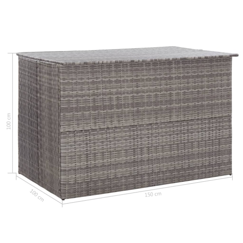 vidaXL Garden Storage Box Grey 150x100x100 cm Poly Rattan