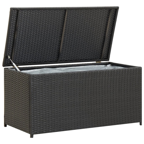VIDAXL  Patio Storage Box Poly Rattan 39.3"x19.6"x19.6" In Black