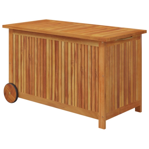 Boîte de rangement de jardin vidaXL avec roues en bois d'acacia massif 90x50x58&nbsp;cm