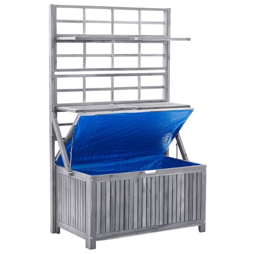 vidaXL Storage Box with Trellis Grey 99x55x160 cm Solid Acacia Wood