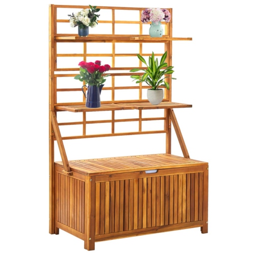 vidaXL Storage Box with Trellis 99x55x160 cm Solid Acacia Wood