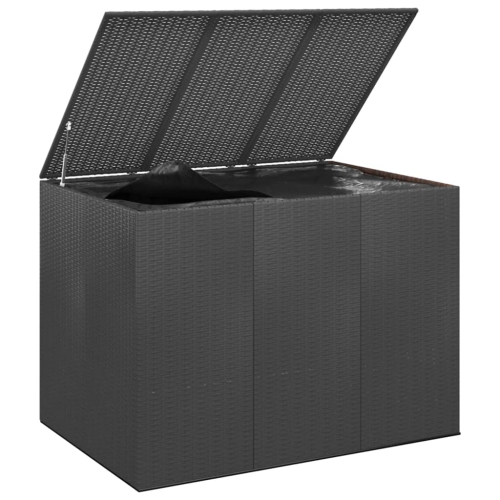 vidaXL Garden Cushion Box PE Rattan 145x100x103 cm Black
