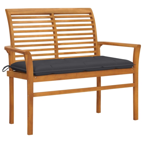 Banc de jardin vidaXL en teck massif 112&nbsp;cm à coussin anthracite