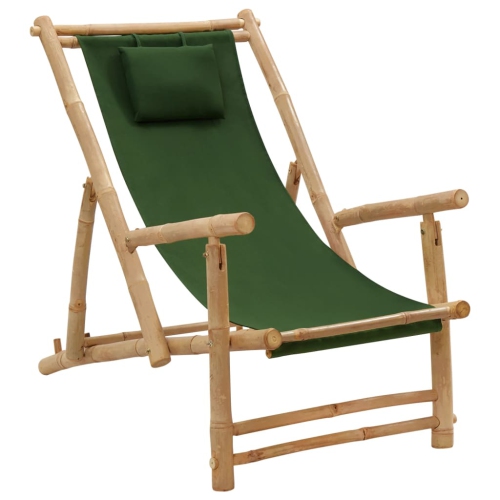 VIDAXL  Deck Chair Bamboo And Canvas Green