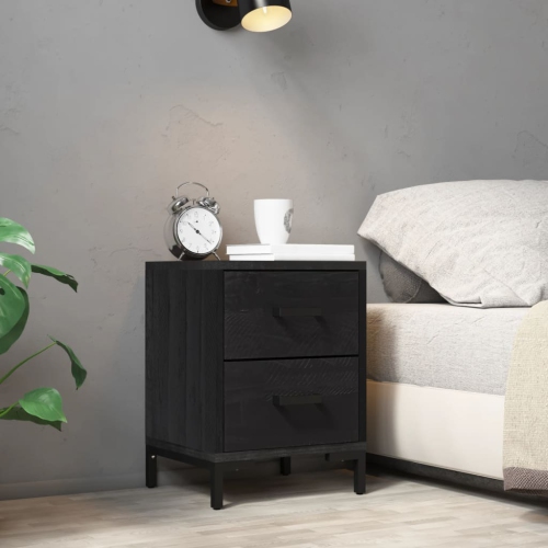 vidaXL Bedside Cabinet Black 36x30x45 cm Solid Pinewood