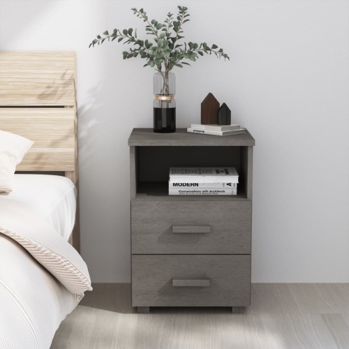 vidaXL Bedside Cabinet HAMAR Light Grey 40x35x62 cm Solid Wood Pine